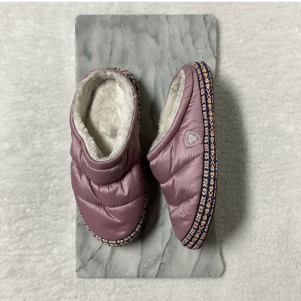 Ariat Crius Clog Slippers Size 6.5-7 Shoes Pink Metallic Faux Fur